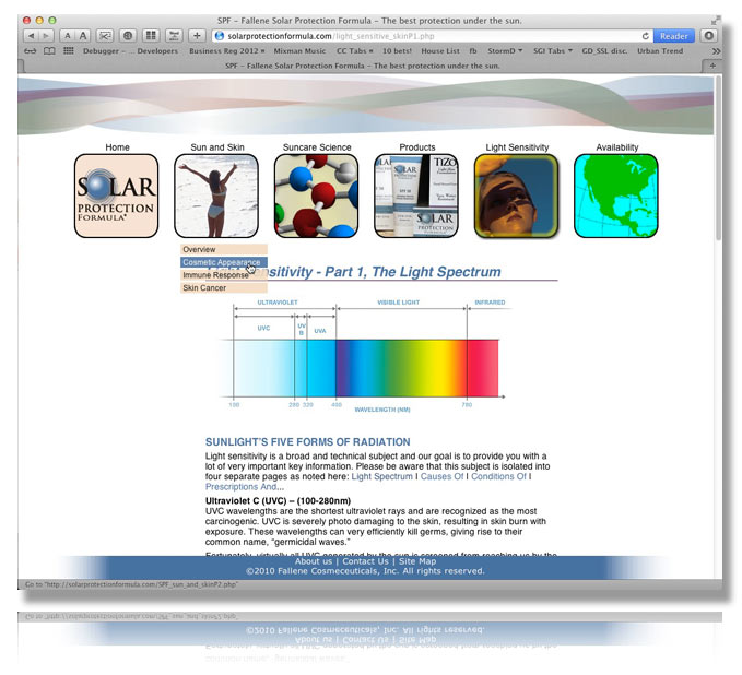 Website to match existing branding and packaging for a line of skin care sun products